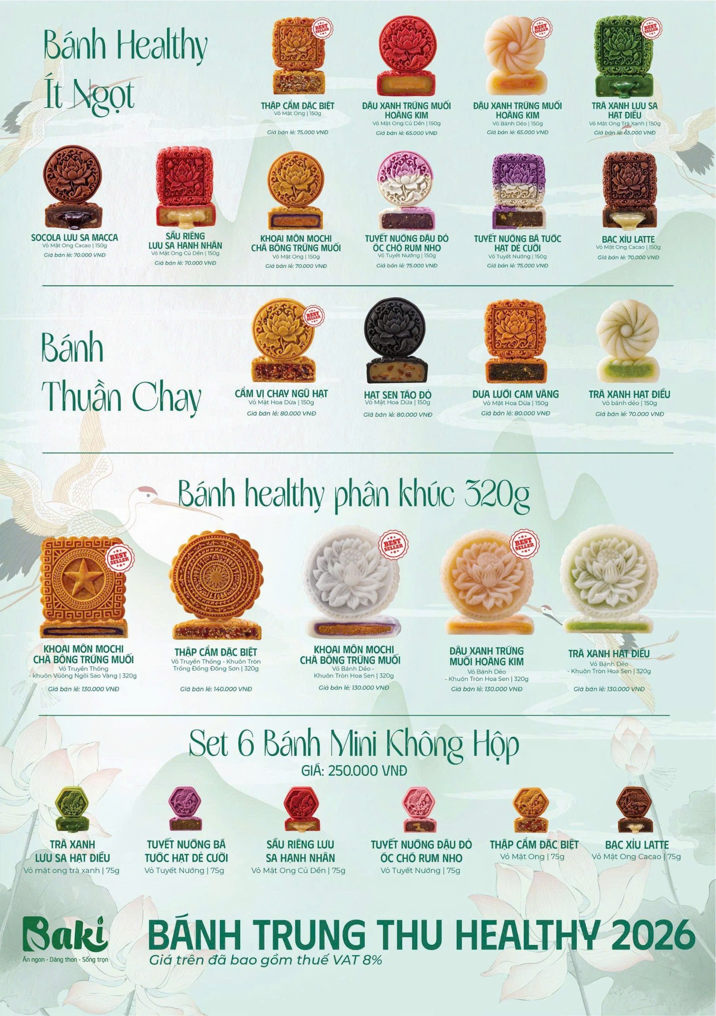 Bảng hương vị bánh Trung Thu Baki 2026